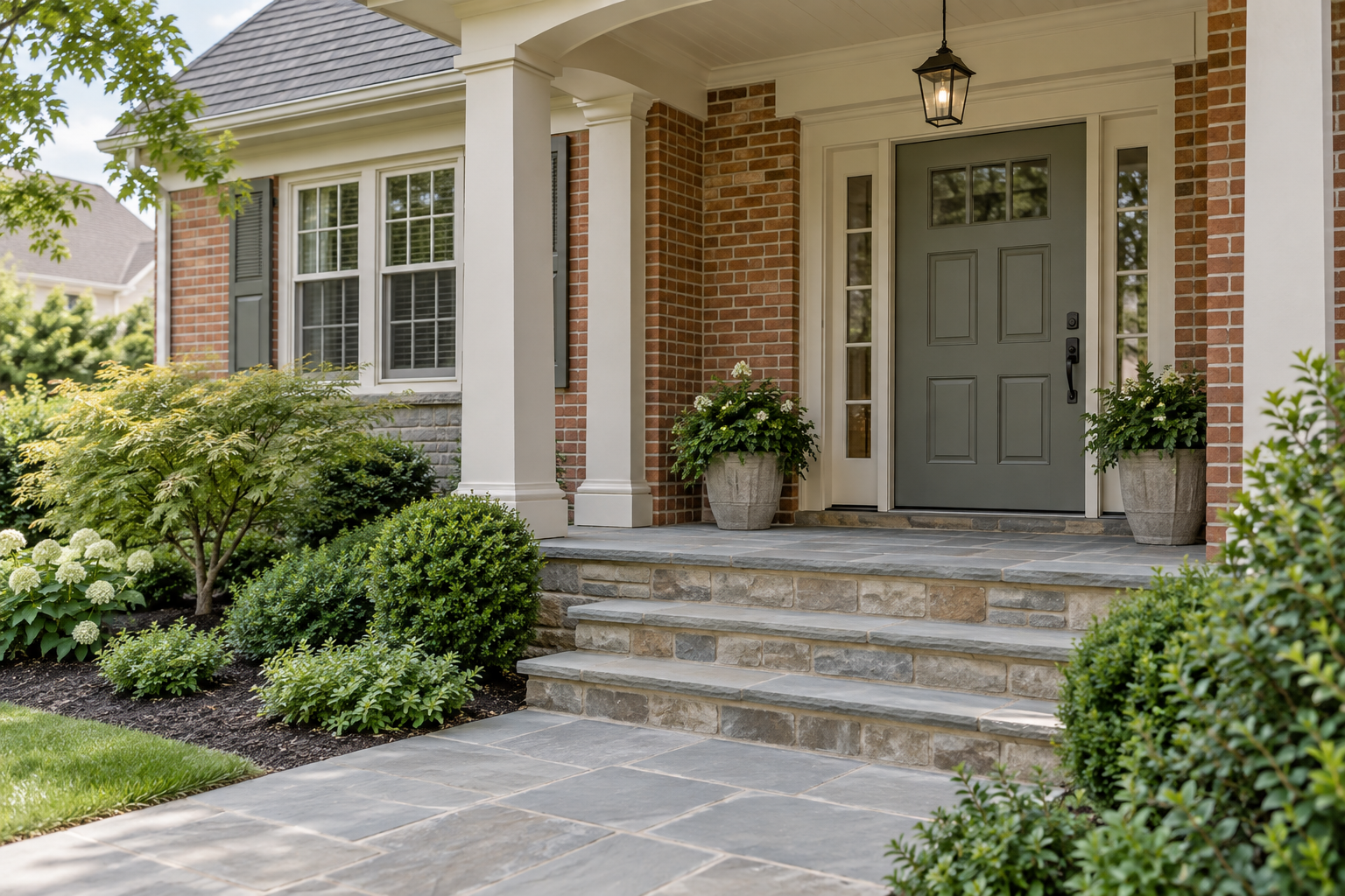 Welcoming suburban Maryland home entrance near Parkville