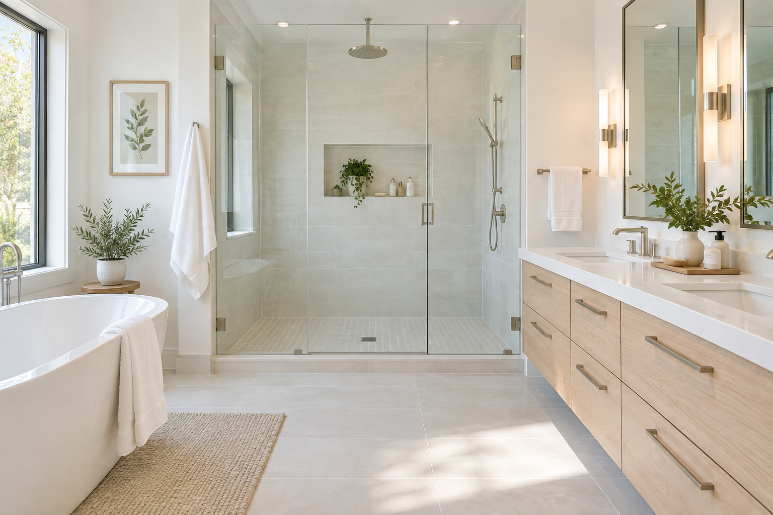 Freshly cleaned bright bathroom