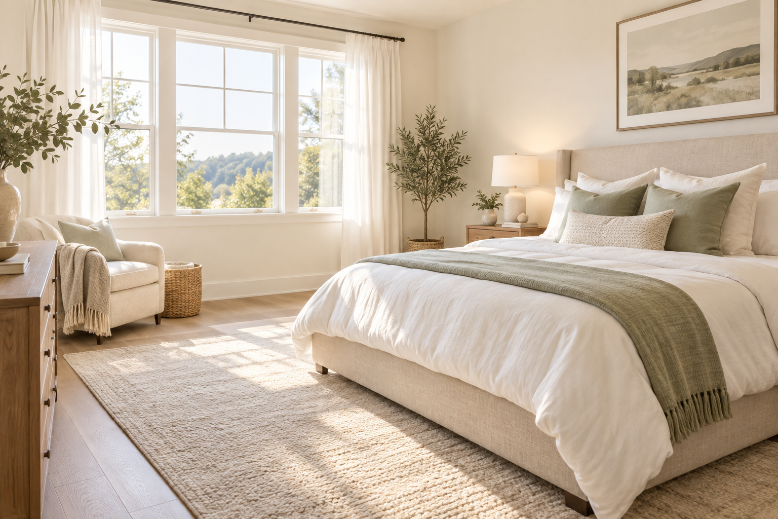 Clean calm bedroom