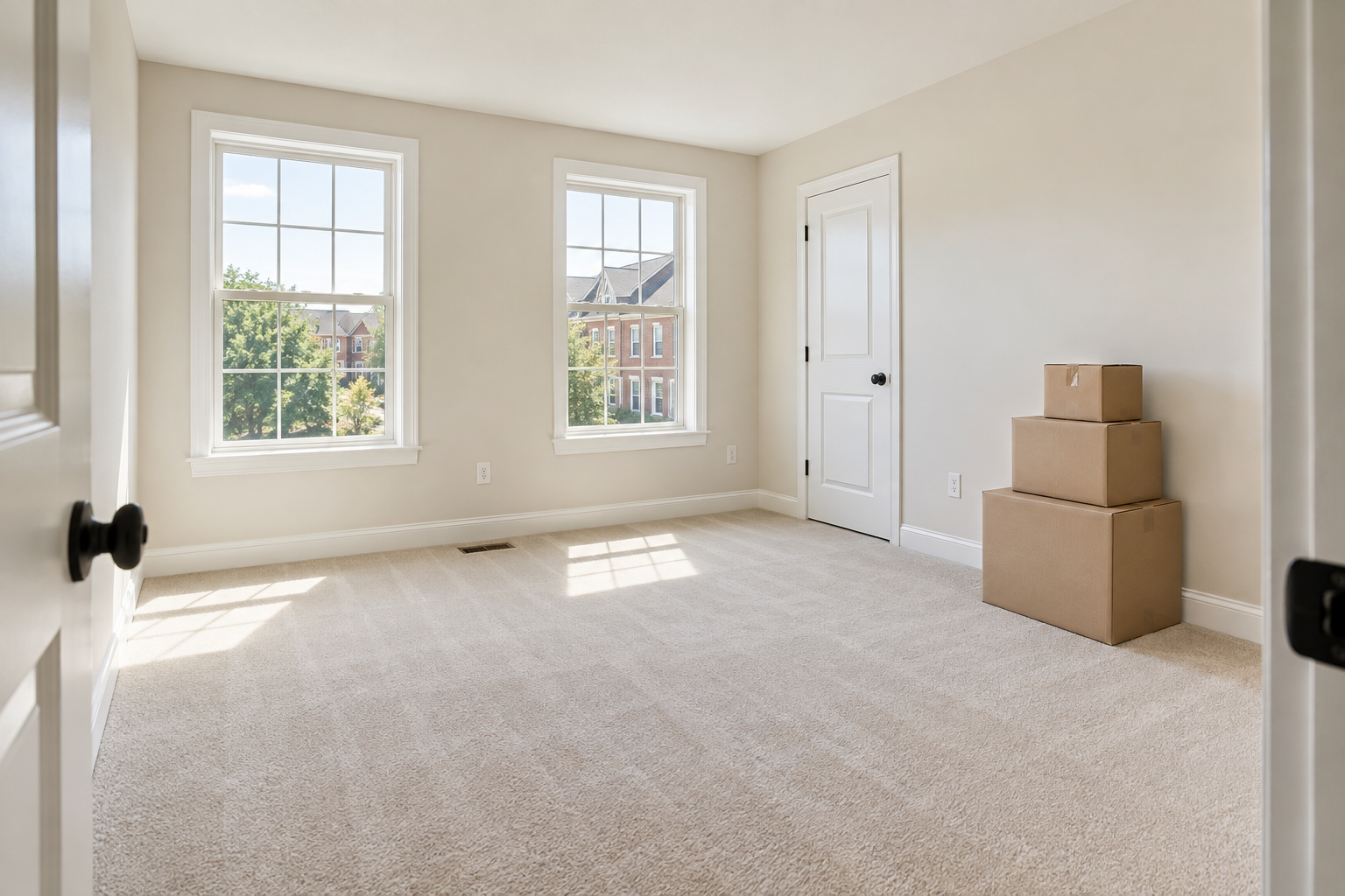 Empty bedroom prepared for move-in cleaning